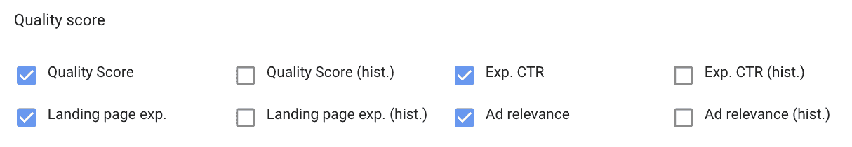 components of google ads quality score