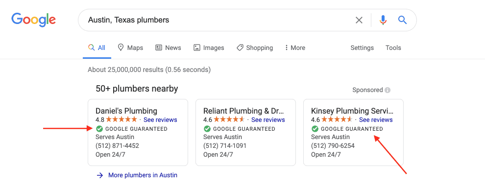 Google Guarantee in Search Results