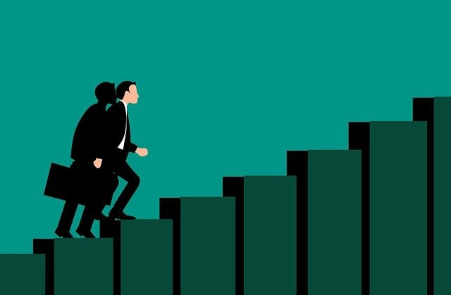 Top 10 free digital marketing certifications to advance your career. 1 Graphic of a man in a suit holding a briefcase and walking up stairs.