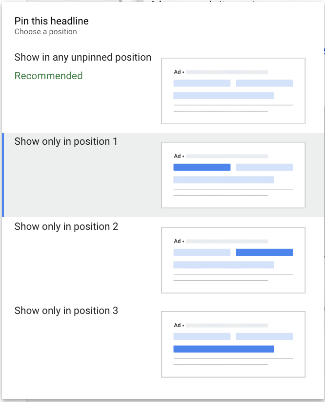 What to do after expanded text ads are gone: complete guide to RSAs. 1 responsive search ad pinning options