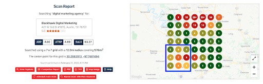 Screenshot from Local Falcon, a Google Business Profile analytics tool.