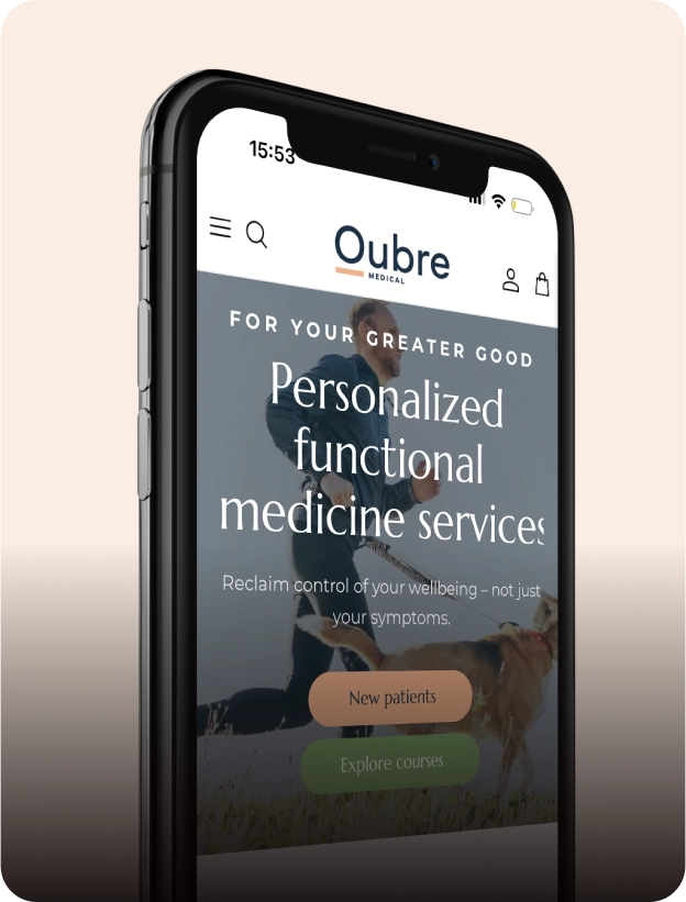 Mobile device with the Oubre Medical website pulled up.