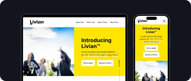 Web Agency 1 A mobile and desktop device - both have the Livian website pulled up.