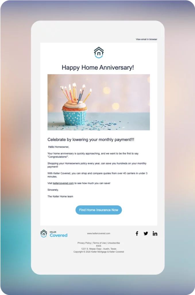 Email series for Keller Williams, designed and built by Blackhawk.