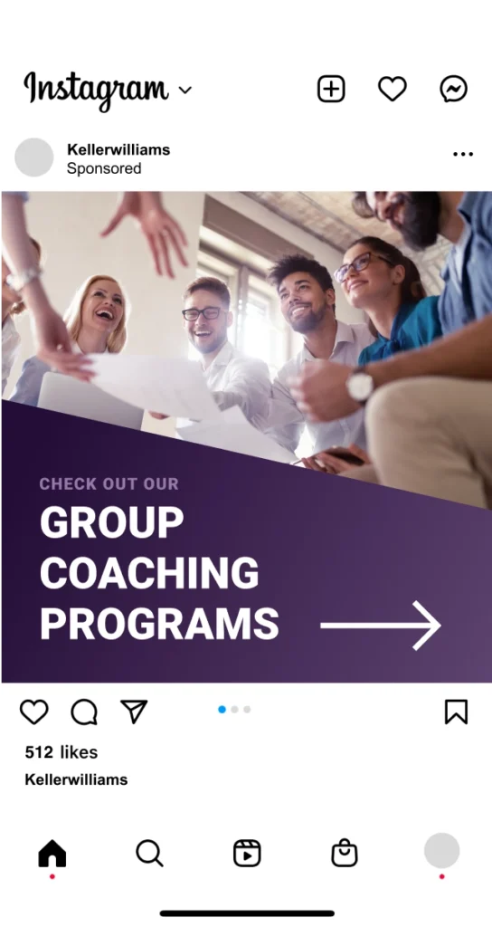Screenshot of a Keller Williams Instagram ad.