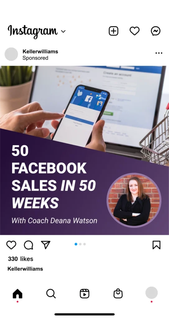 Screenshot of a Keller Williams Instagram ad.