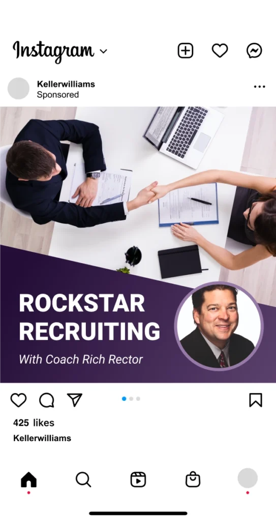 Screenshot of a Keller Williams Instagram ad.