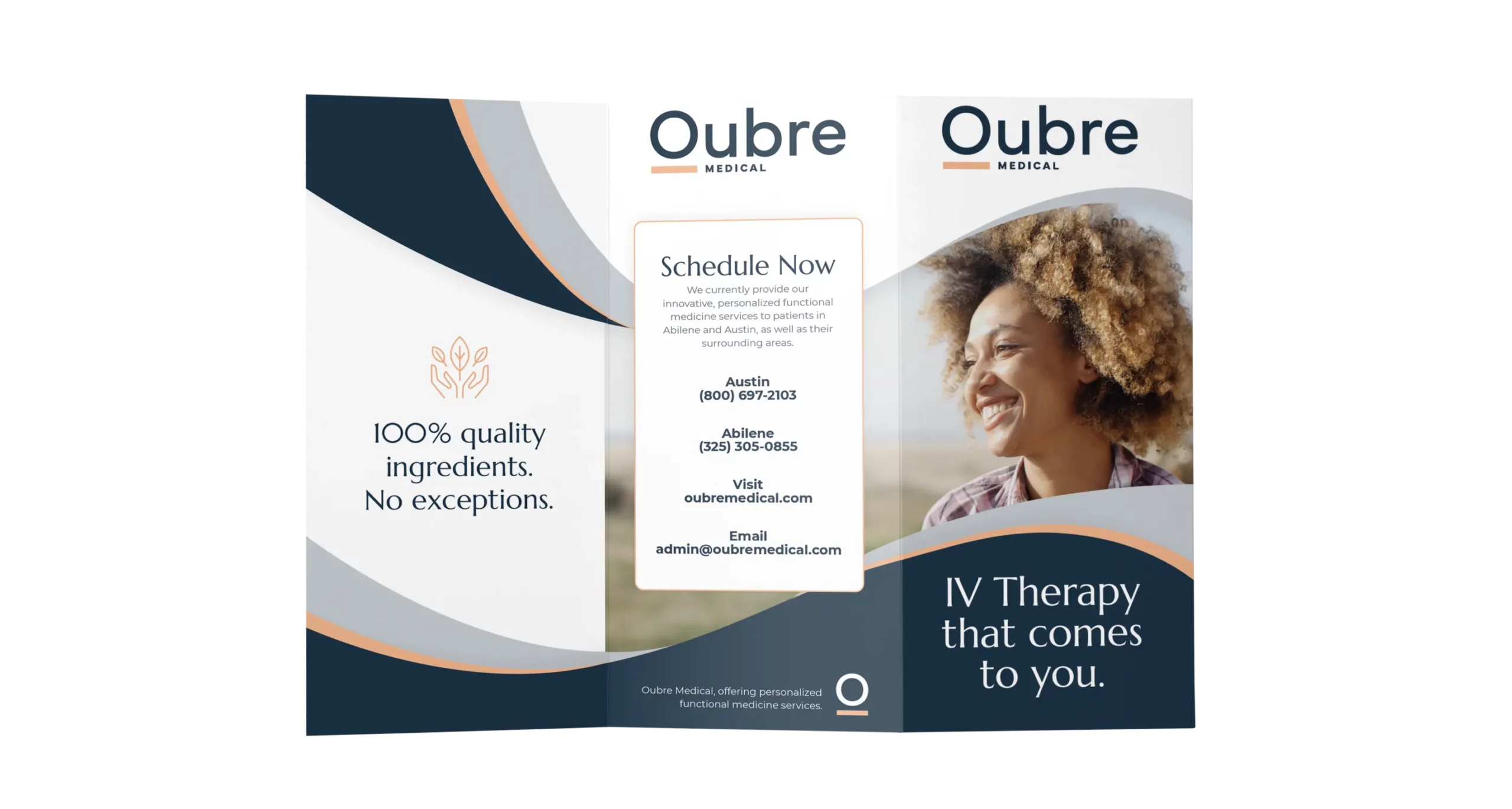 Three-panel brochure designed by Blackhawk for Oubre Medical.