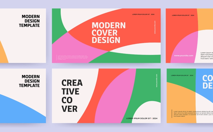 Several pages of a branding guide.