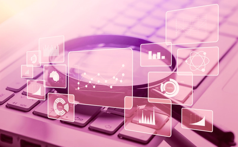 Series of icons depicting a Google Ads account audit.