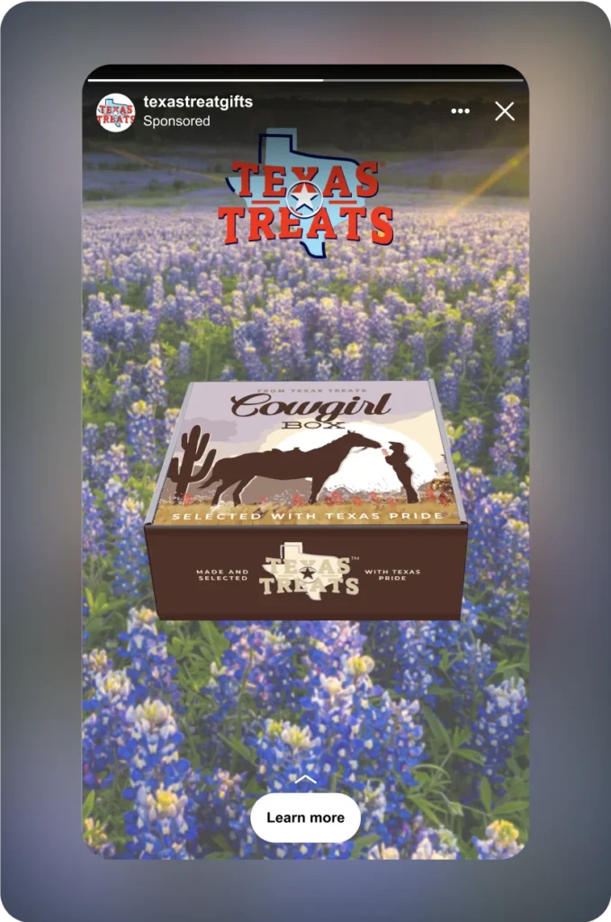 Texas Treats Instagram ad – part of their marketing services with Blackhawk.