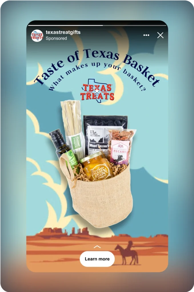 Texas Treats Instagram ad – part of their marketing services with Blackhawk.