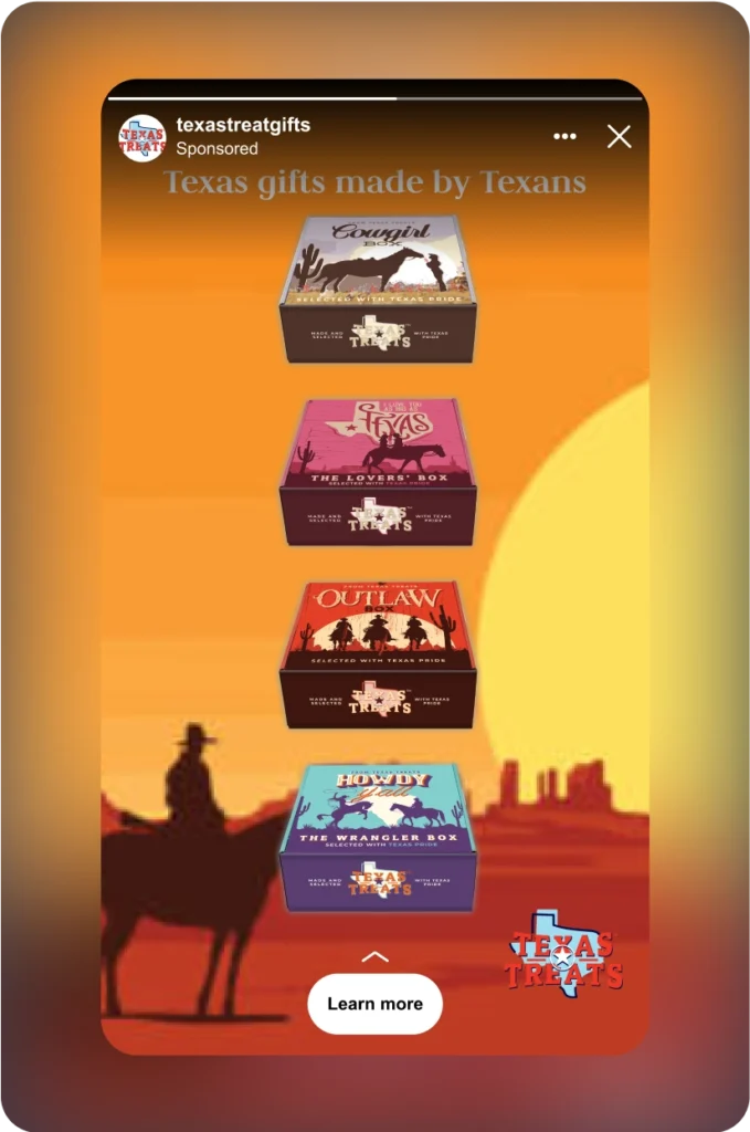 Texas Treats Instagram ad – part of their marketing services with Blackhawk.