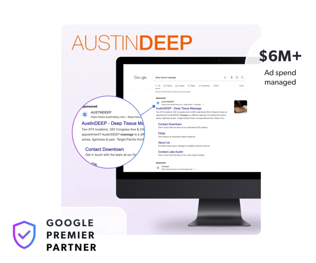 Google Ads 1 Example of a Google Ad campaign for a local Austin company run by Blackhawk.